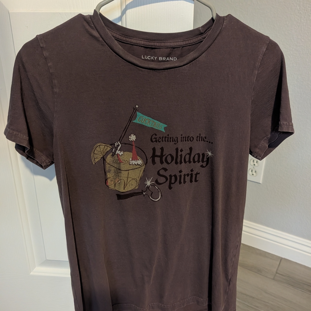 Lucky Brand Holiday Spirit T-Shirt - Brown